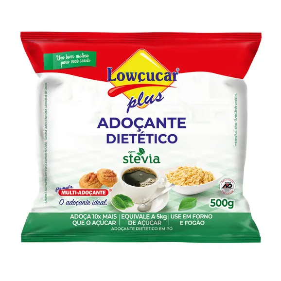 Adoçante Lowçucar Plus com Stevia em Pó Refil 500g