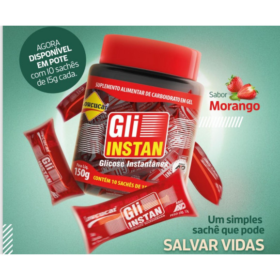 Gli-Instan Lowçucar Pote Sabor Morango 10X15G - Imagem 2