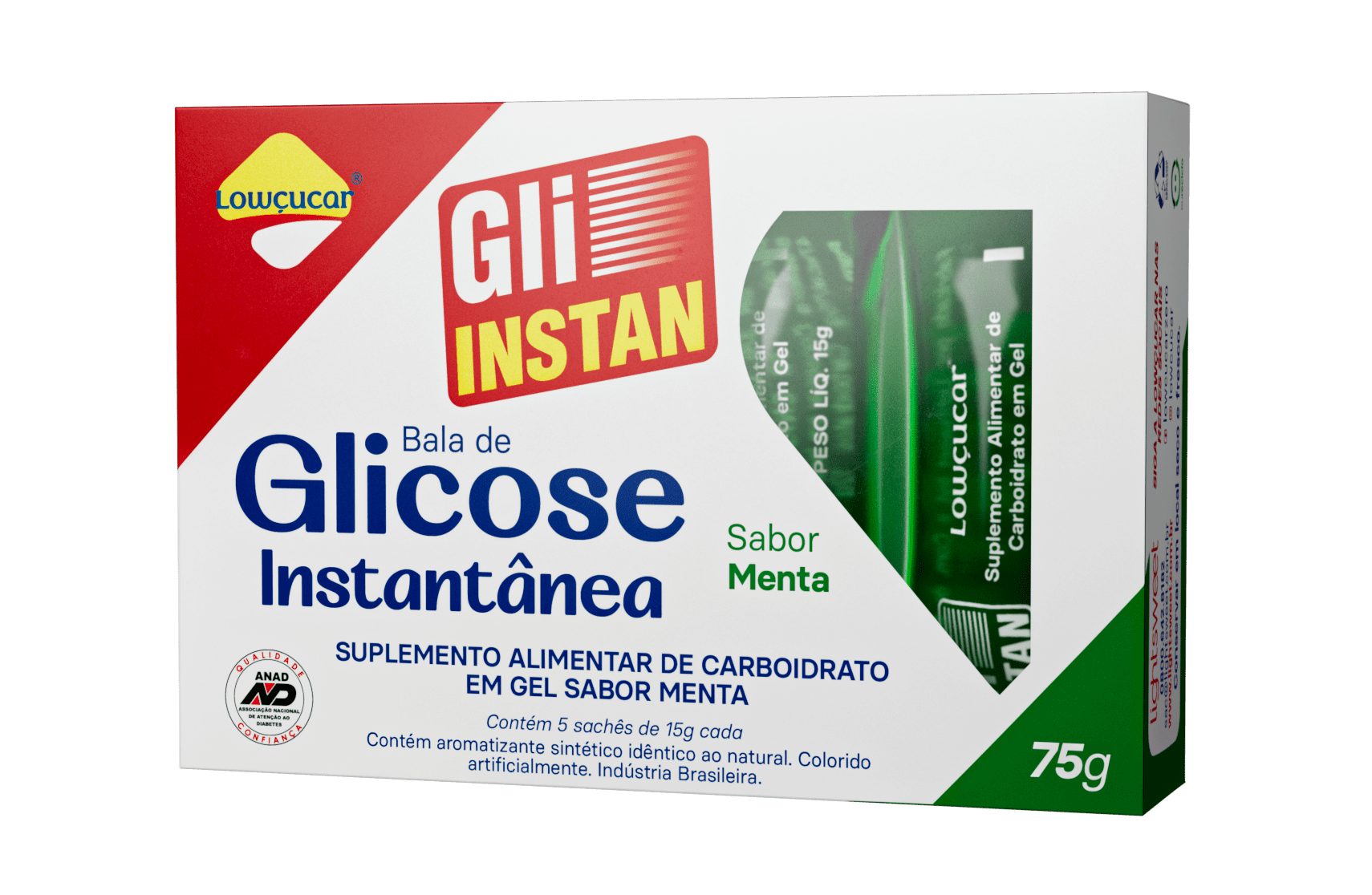 Gli-Instan Lowçucar Sabor Menta Glicose Instantânea 5X15G