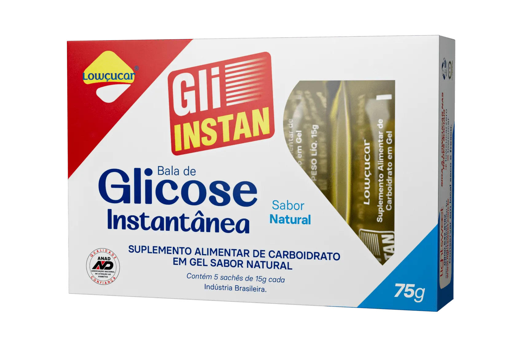 Gli-Instan Lowçucar Sabor Natural Glicose Instantânea 5X15G